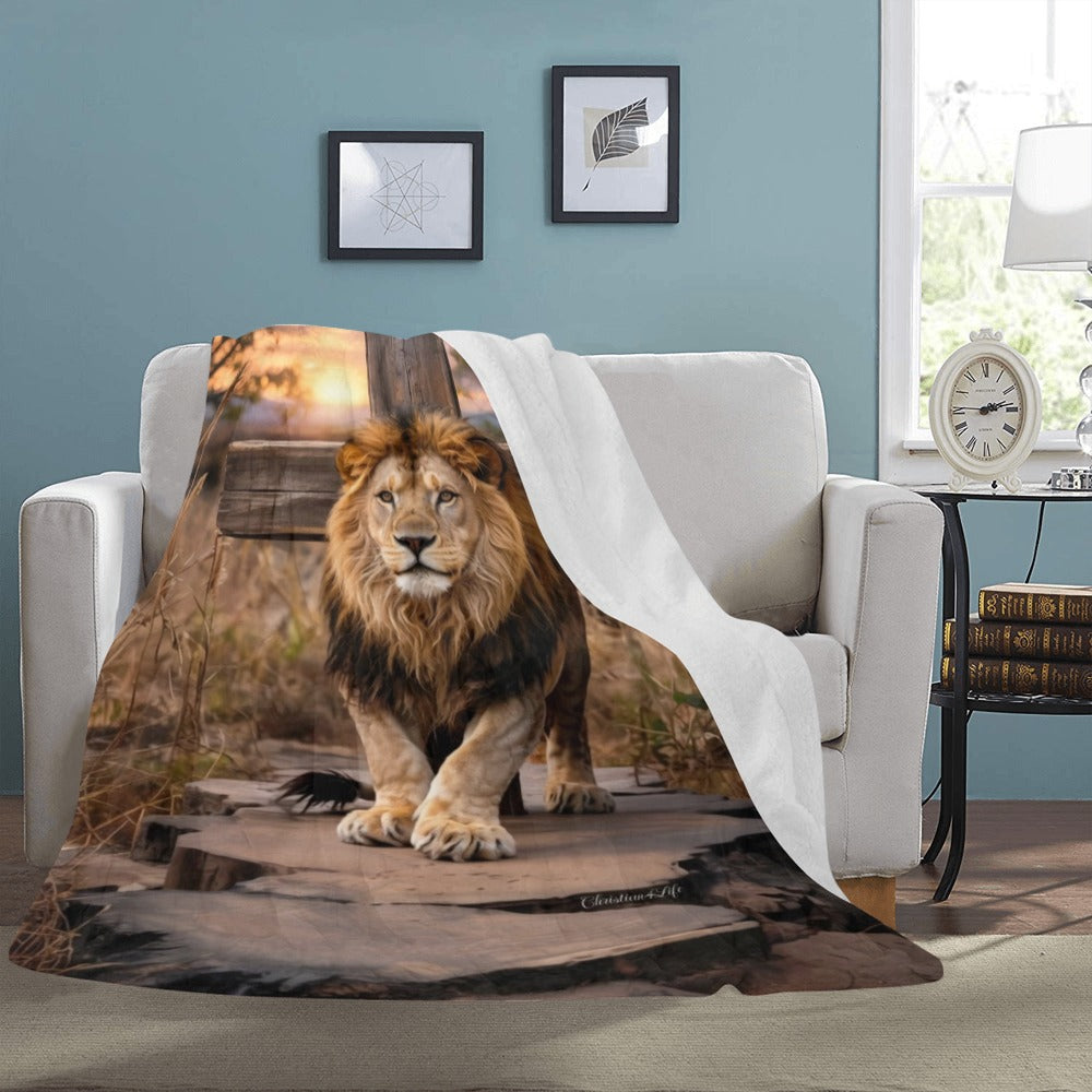 Lion of Judah, Rock and Cross - Ultra-Soft Micro Fleece Blanket (multiple sizes)