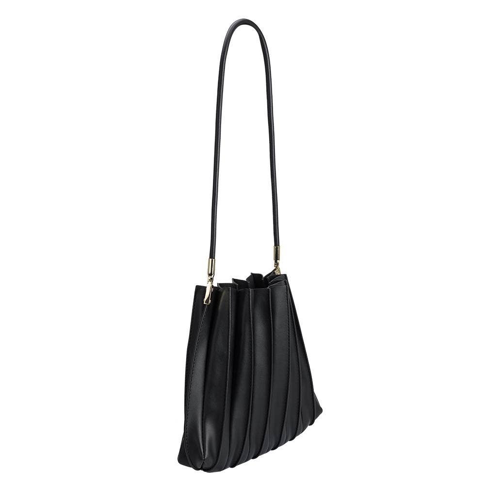 Carrie Black Pleated Shoulder Bag
