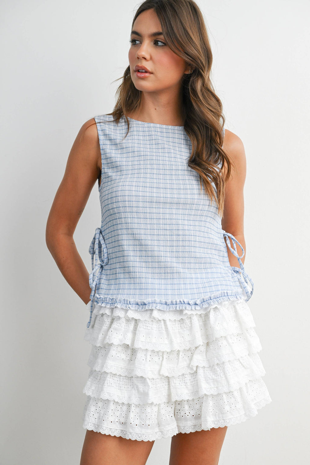 Cordelia Checkered Lace-Up Vest