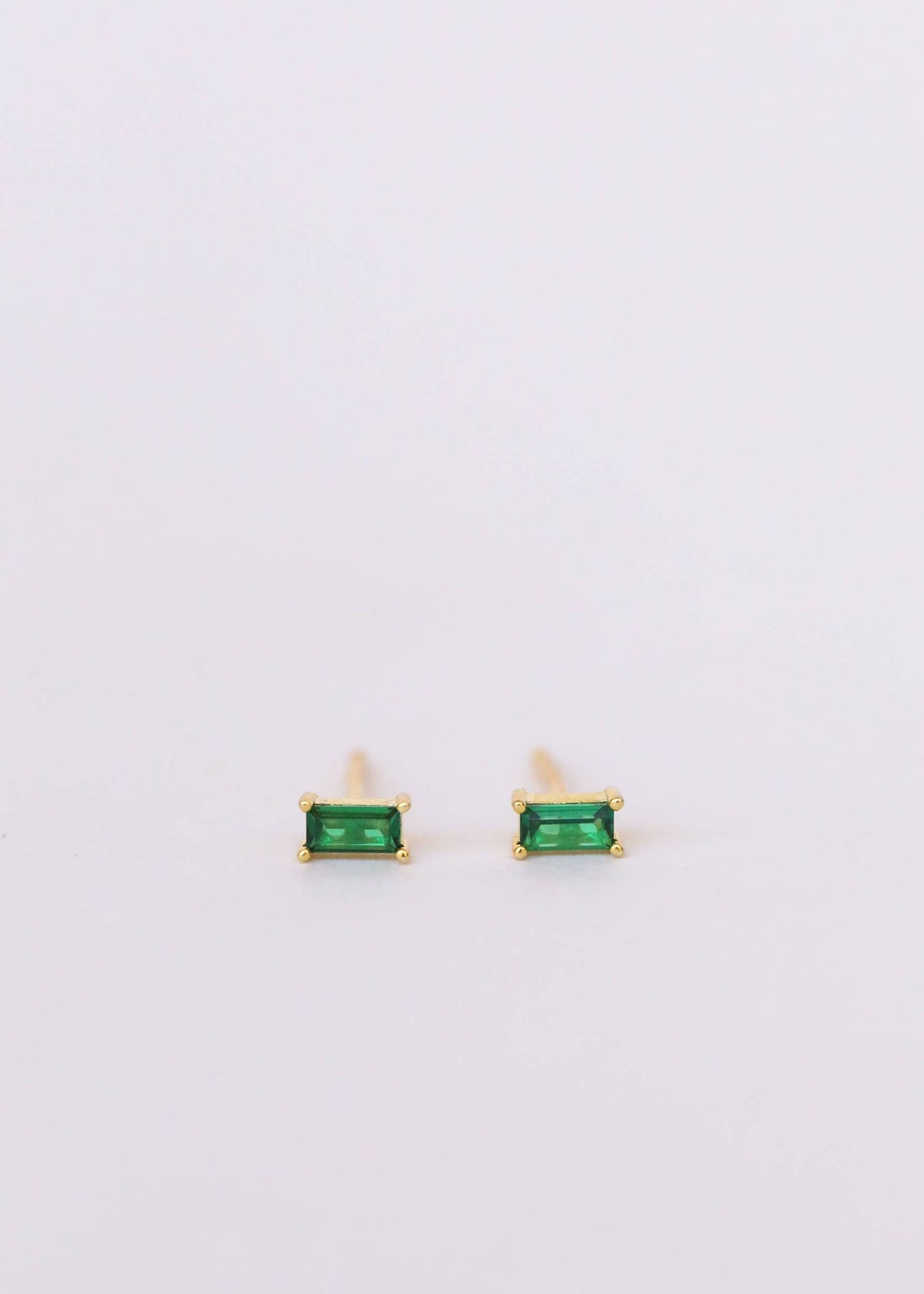 Baguette - Emerald Earrings