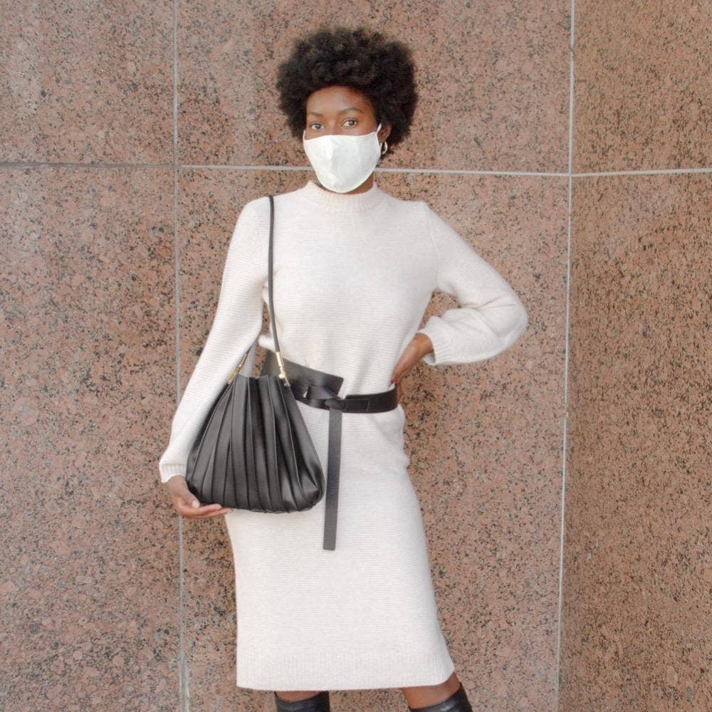 Carrie Black Pleated Shoulder Bag