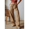 Smoke Gray Exposed Seam Drawstring High Waist Wide Leg Pants Womenswear Bottom