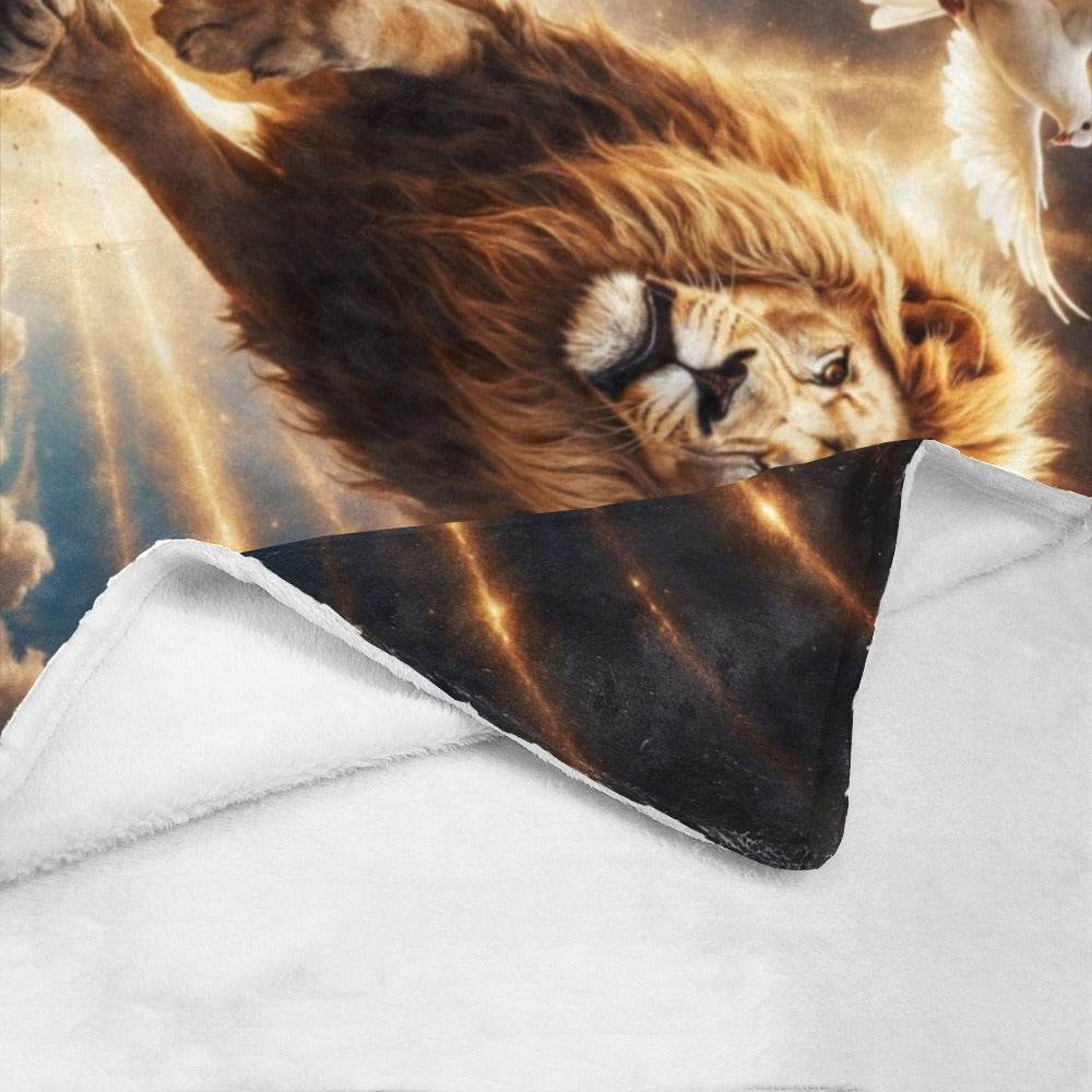 Lion of Judah, Holy Spirit, Clouds and Golden Rays -Ultra-Soft Micro Fleece Blanket (4 sizes)
