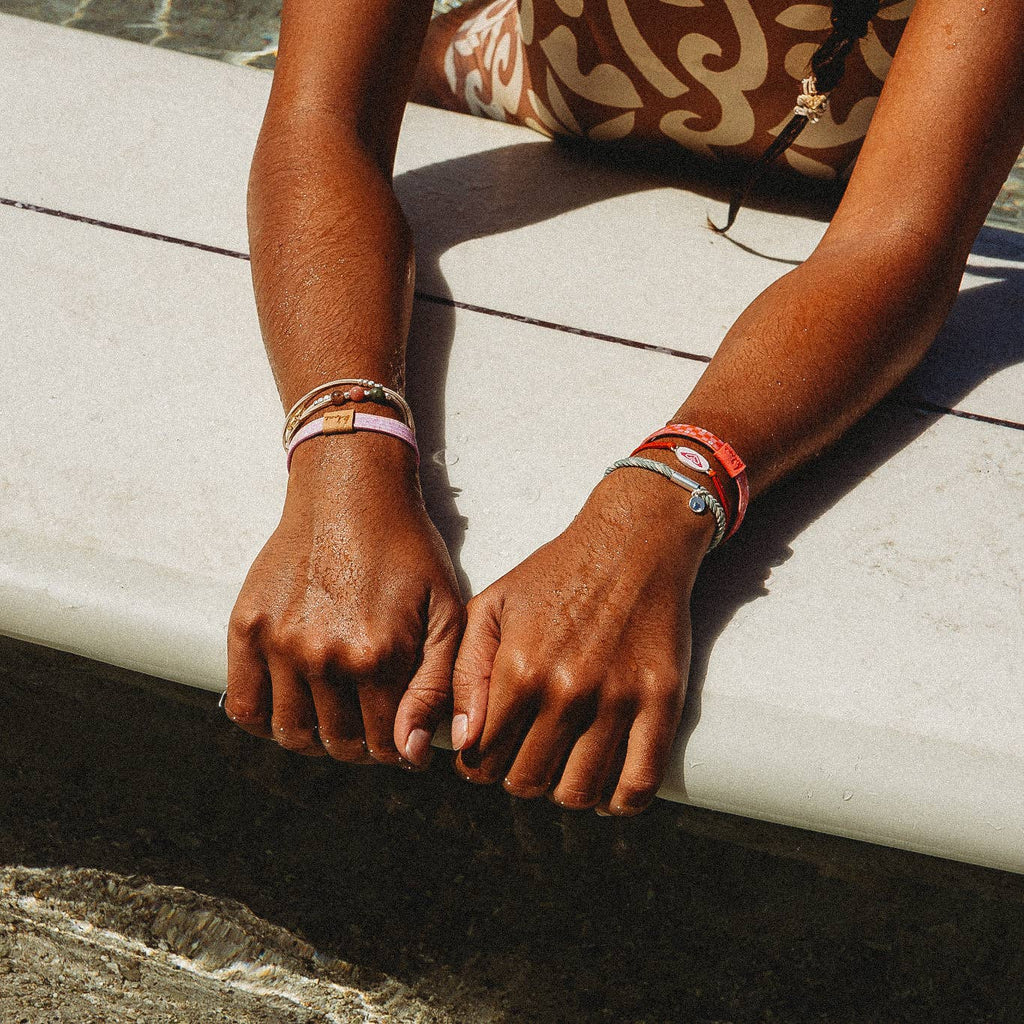 "Roxy Pink Tropics" Pink and Coral Island Vibe Hair Tie Bracelets