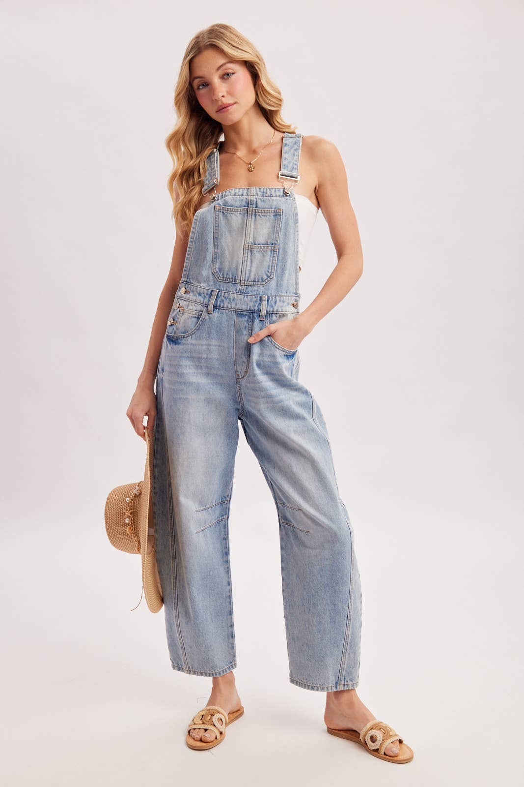 Farrah Denim Barrel Overalls
