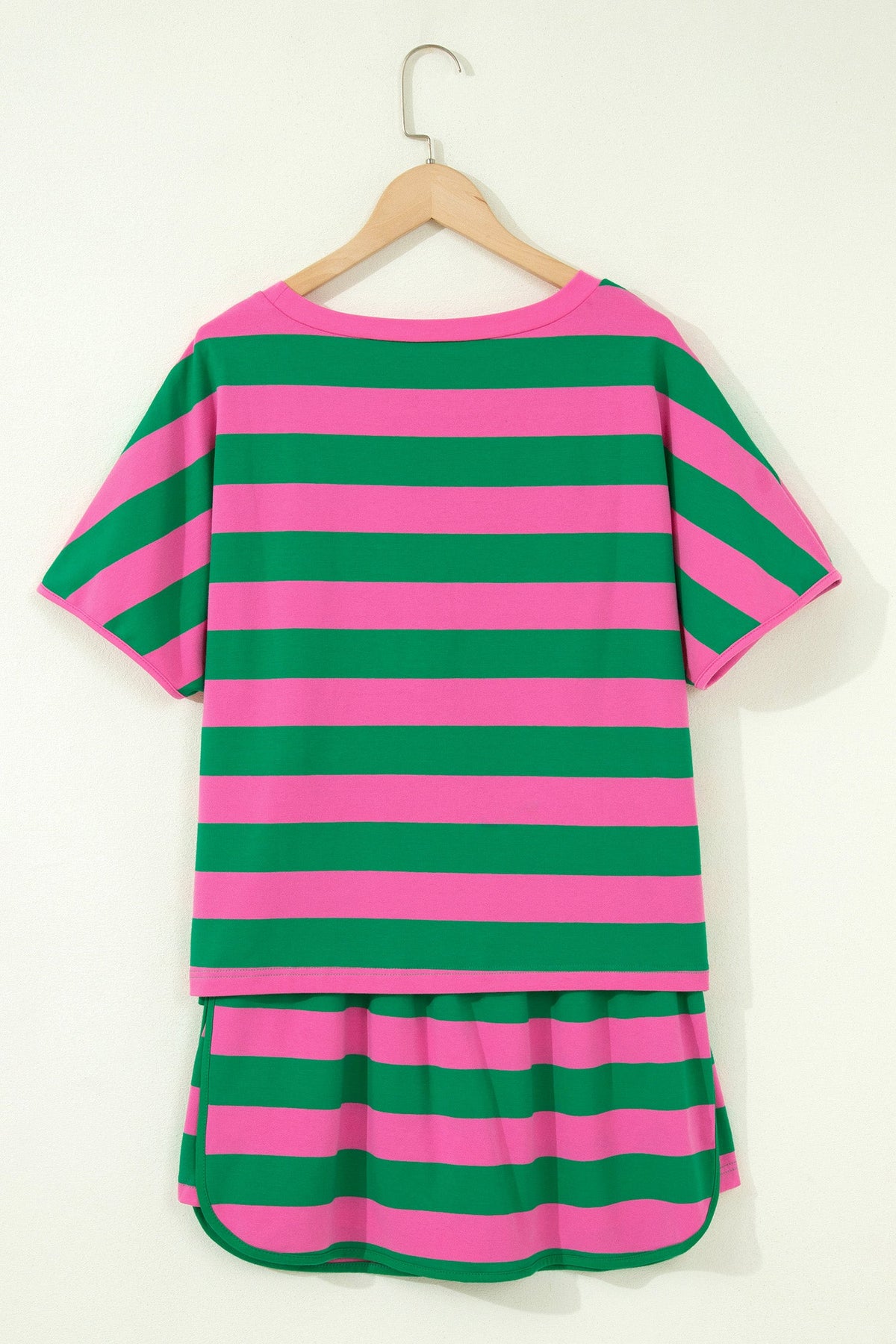 Yellow Stripe Dolman Tee Drawstring Skort Athletic 2pcs Set
