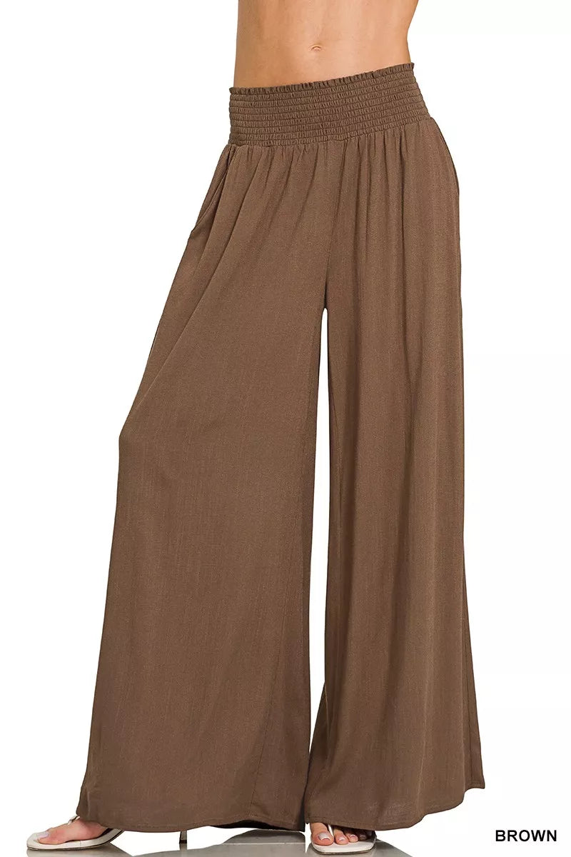 Zenana Smocked Waistband Wide Leg Lounge Pants