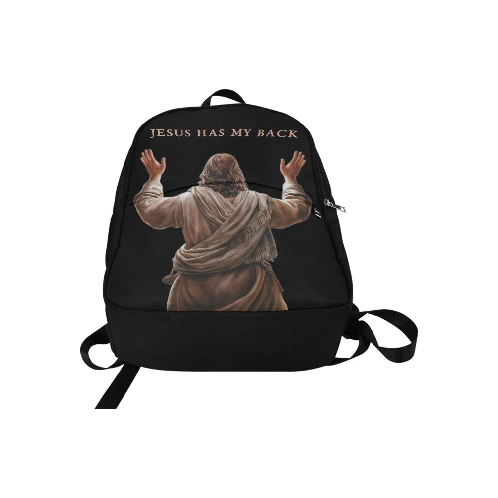 "Jesus Has My Back" Graphic design Christian Backpack (black)