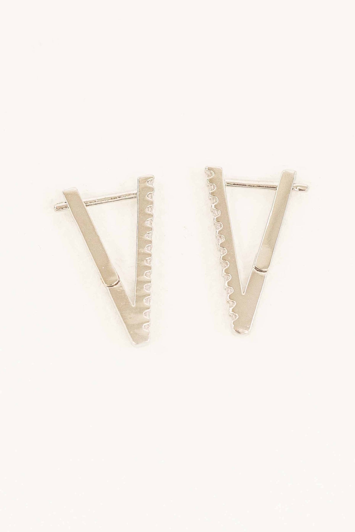 Edged Hoop Earrings | Silver
