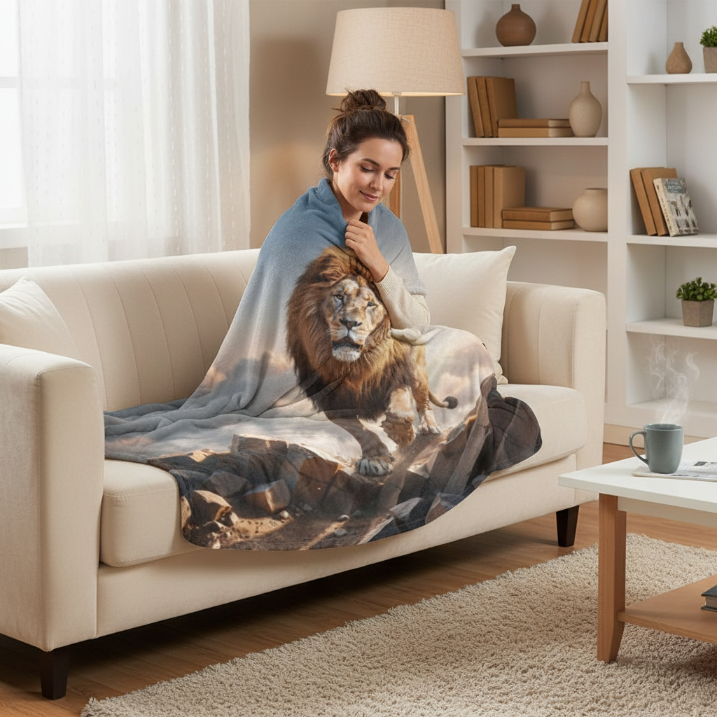 Lion of Judah and Holy Spirit Ultra Soft Micro Fleece Blanket (multiple sizes)