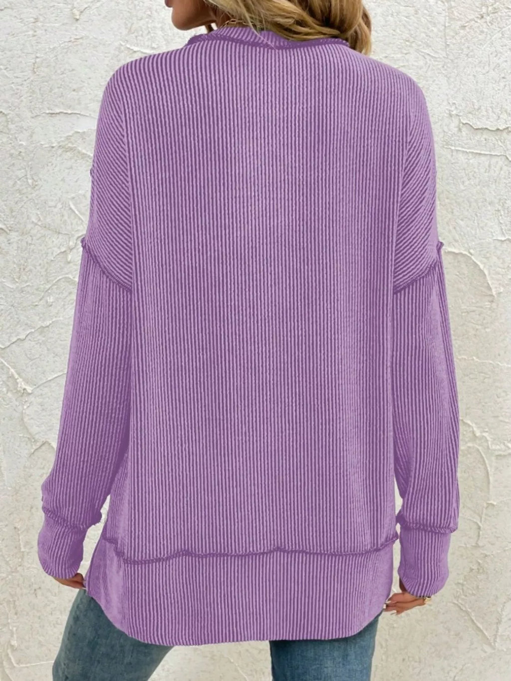 Side Slit Round Neck Sweatshirt