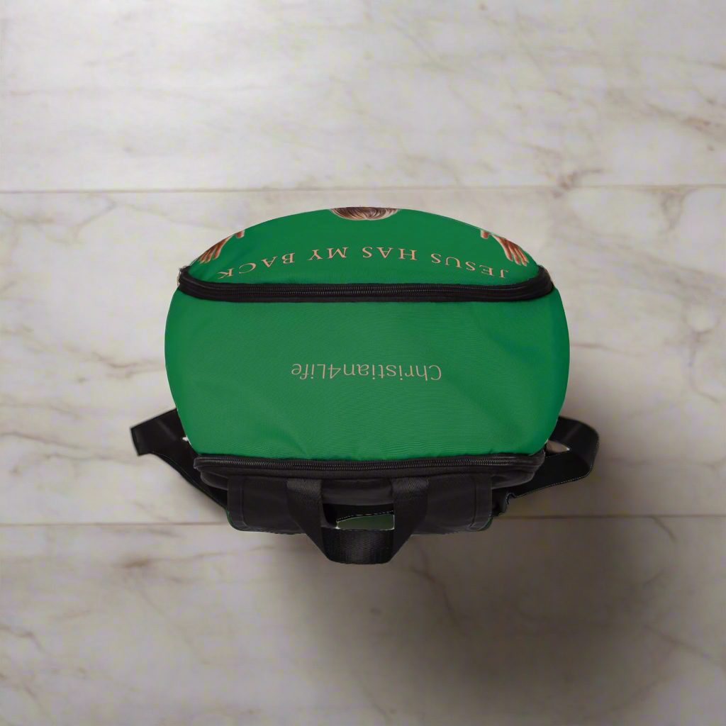 "Jesus Has My Back" Christian Backpack (Choose Green Shade)