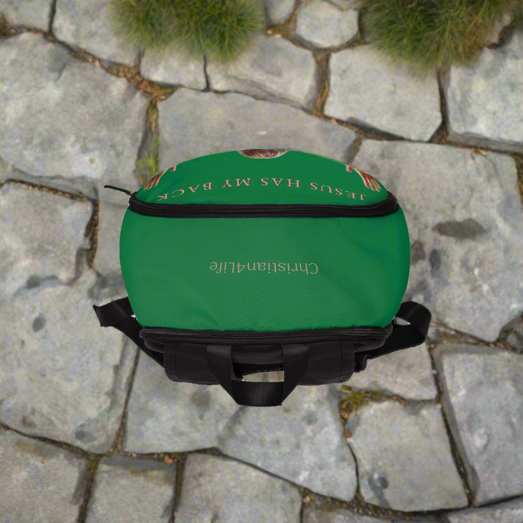 "Jesus Has My Back" Christian Backpack (Choose Green Shade)