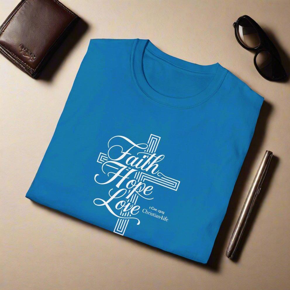 Unisex "Faith, Hope, Love" Christian Cotton Softstyle T-Shirt