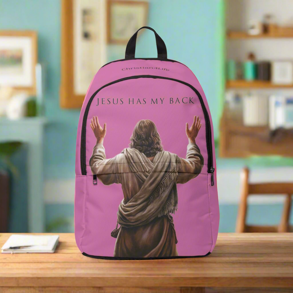 "Jesus Has My Back" Christian Backpack (Choose Pink Shade)