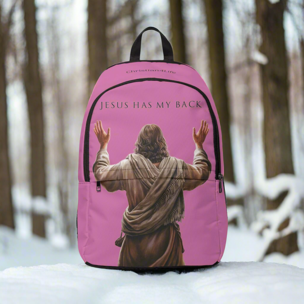 "Jesus Has My Back" Christian Backpack (Choose Pink Shade)