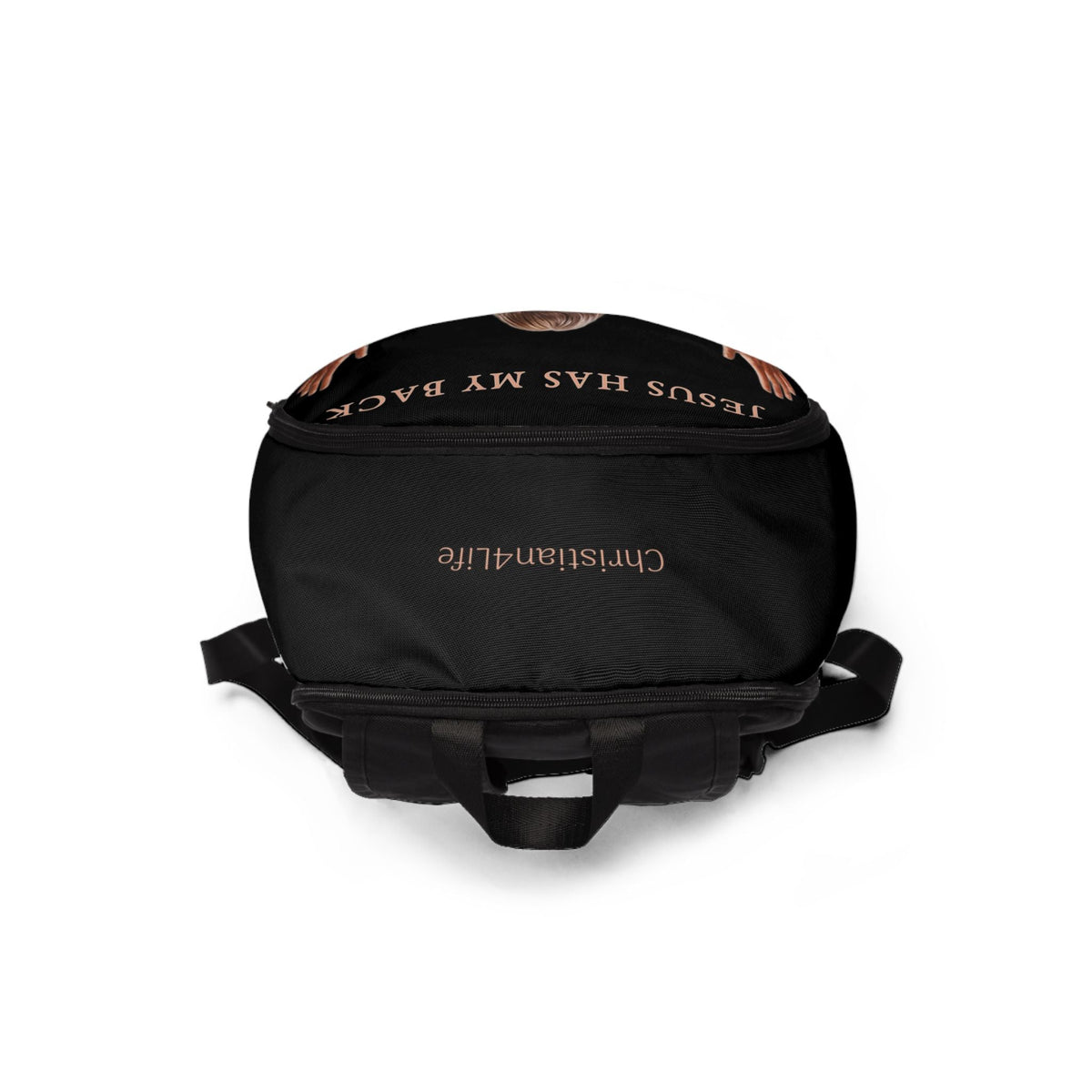 "Jesus Has My Back" Graphic design Christian Backpack (black)
