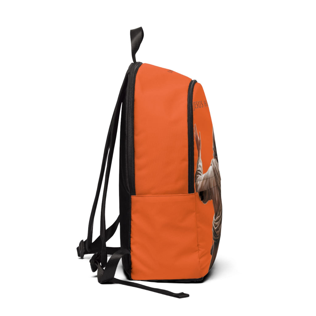 "Jesus Has My Back" Graphic design Christian Backpack (Choose Orange Shade)