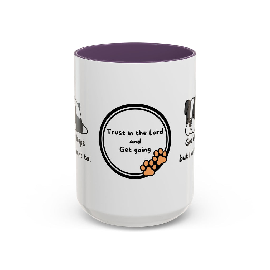 Christian "God never sleeps" 11 oz and 15oz Accent Mug, multiple colors, Christian Mug