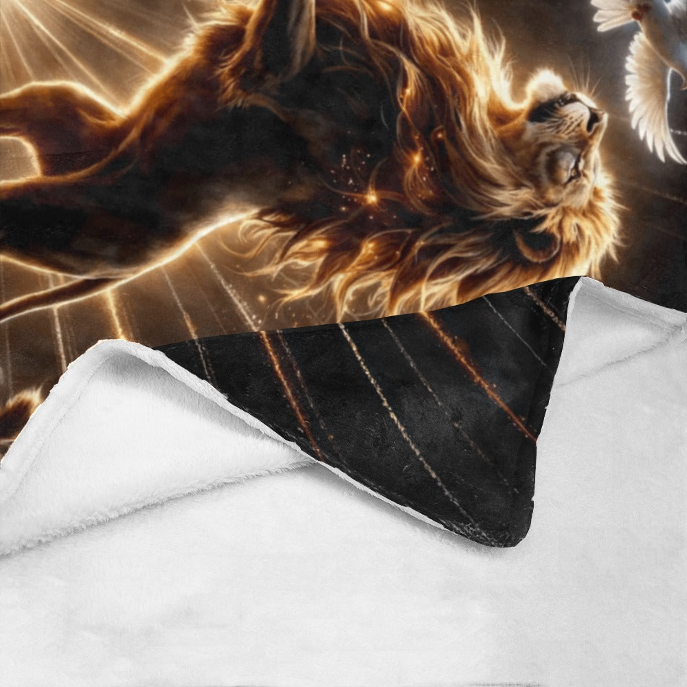 Lion of Judah and Holy Spirit with Golden Rays -Ultra Soft Micro Fleece Blanket (multiple sizes)