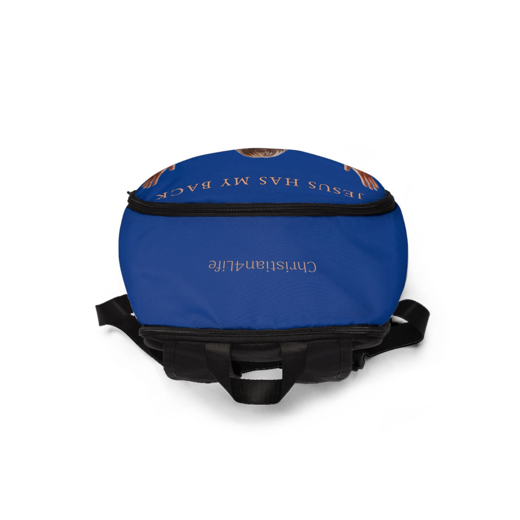 "Jesus Has My Back" design Christian Backpack (Choose Blue Shade)