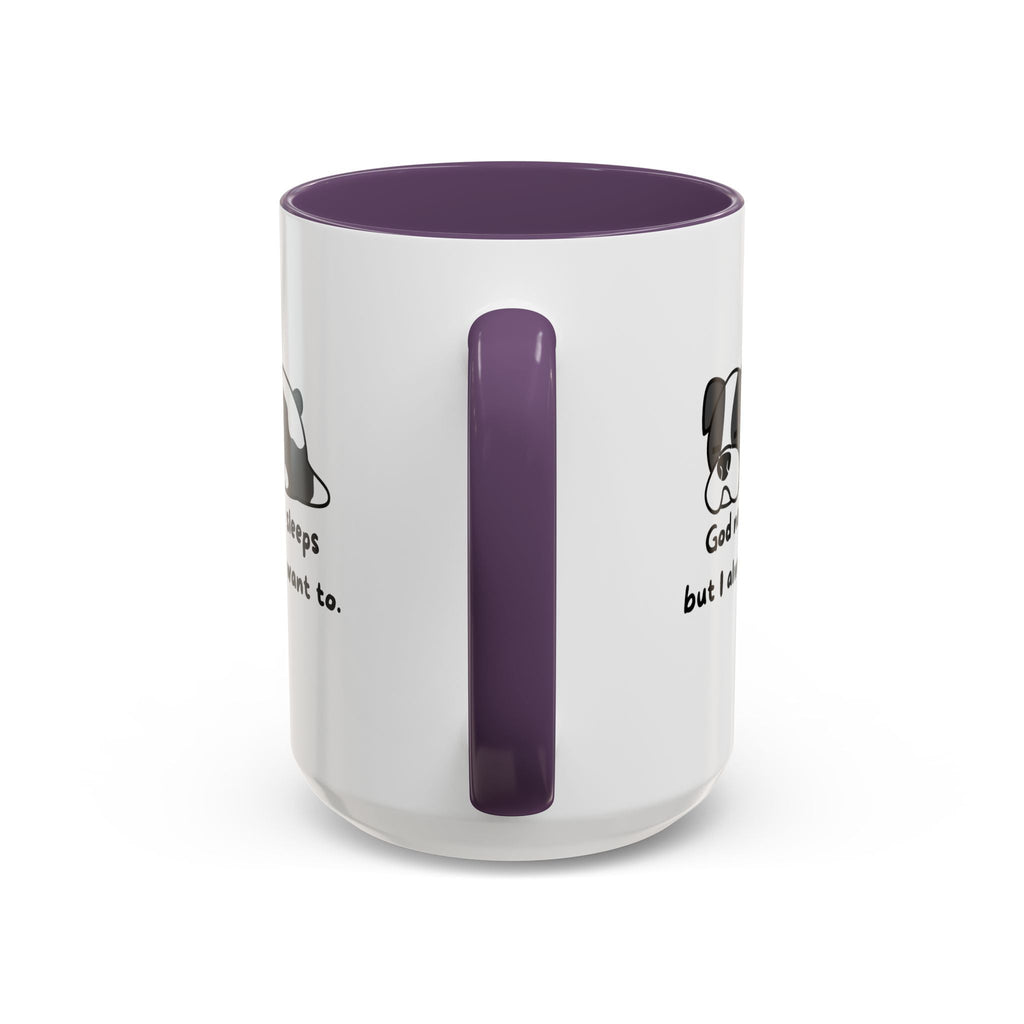 Christian "God never sleeps" 11 oz and 15oz Accent Mug, multiple colors, Christian Mug