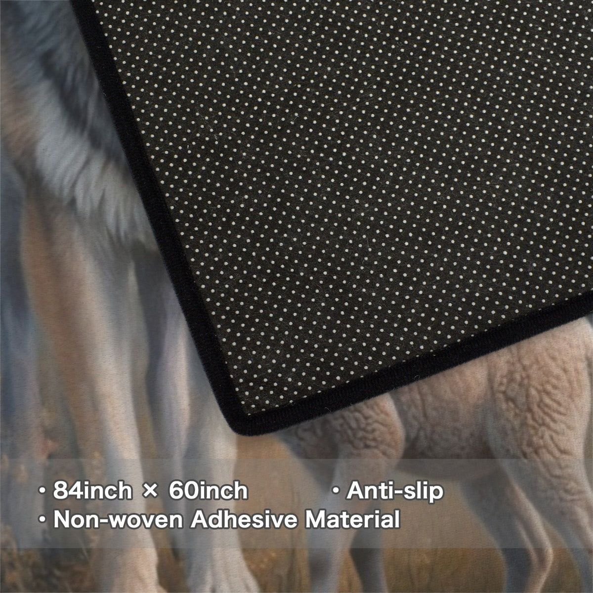 Wolf and Lamb Area Rug — With Isaiah 11:6 Quote - Christian Rug with Black Binding 84" x 60"