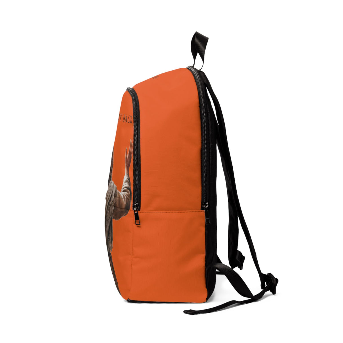 "Jesus Has My Back" Graphic design Christian Backpack (Choose Orange Shade)