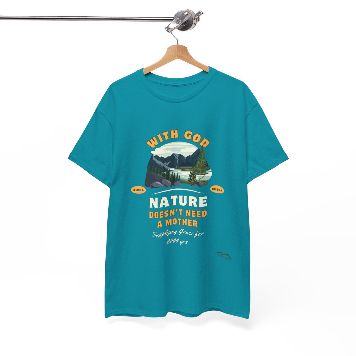 Unisex "With God Nature doesn't need a mother" Heavy Cotton Christian Tee