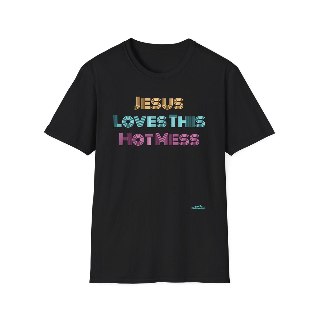 Unisex "Jesus Loves this Hot Mess" Christian Cotton Softstyle T-Shirt