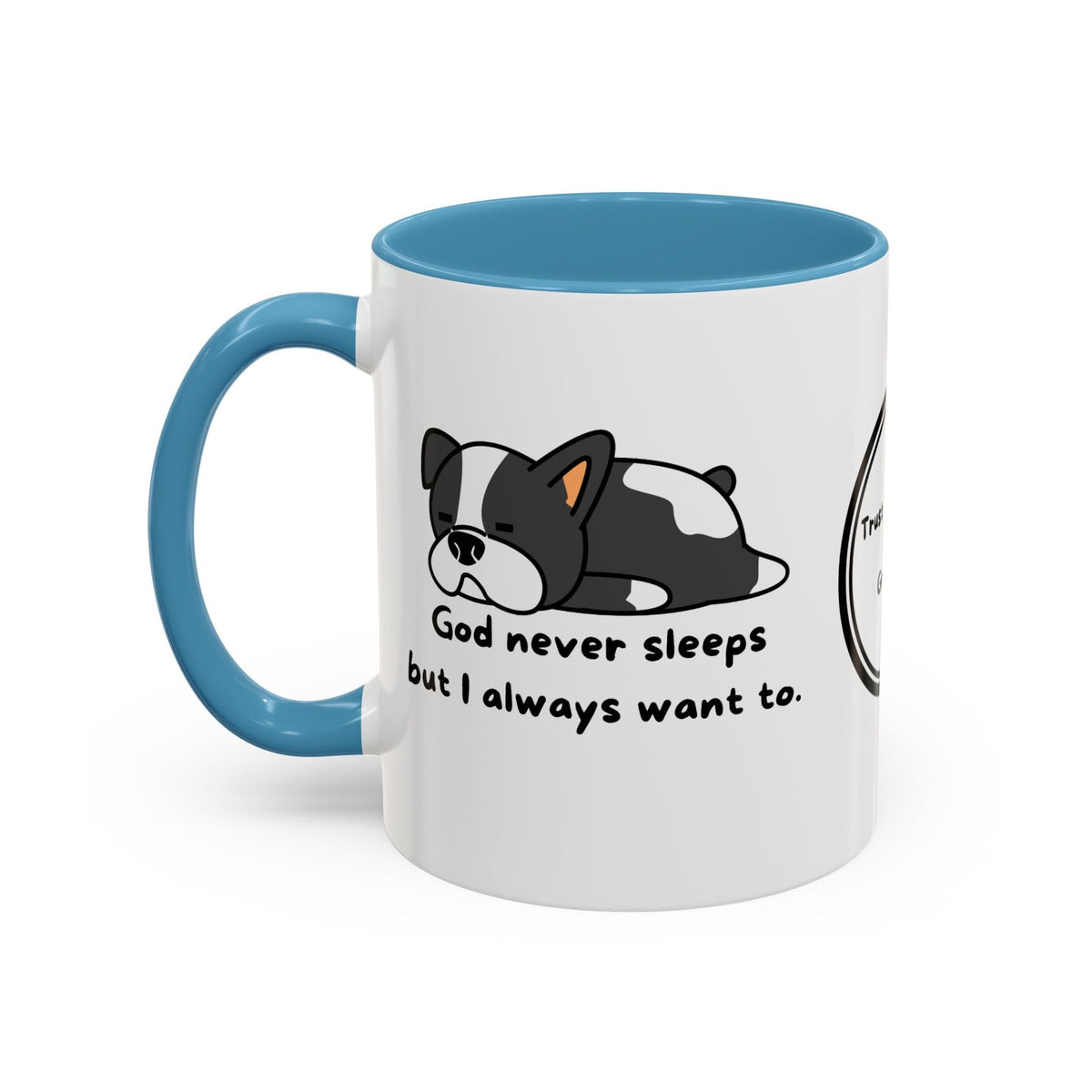 Christian "God never sleeps" 11 oz and 15oz Accent Mug, multiple colors, Christian Mug