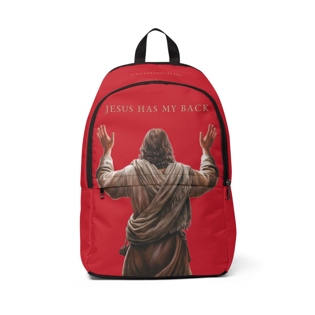 "Jesus Has My Back" Christian Backpack (Choose Red Shade)