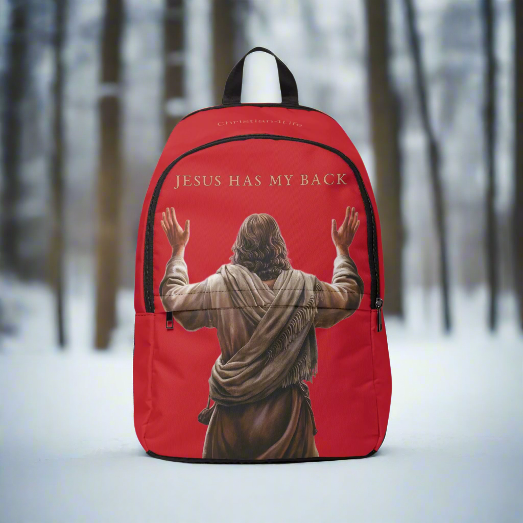 "Jesus Has My Back" Christian Backpack (Choose Red Shade)