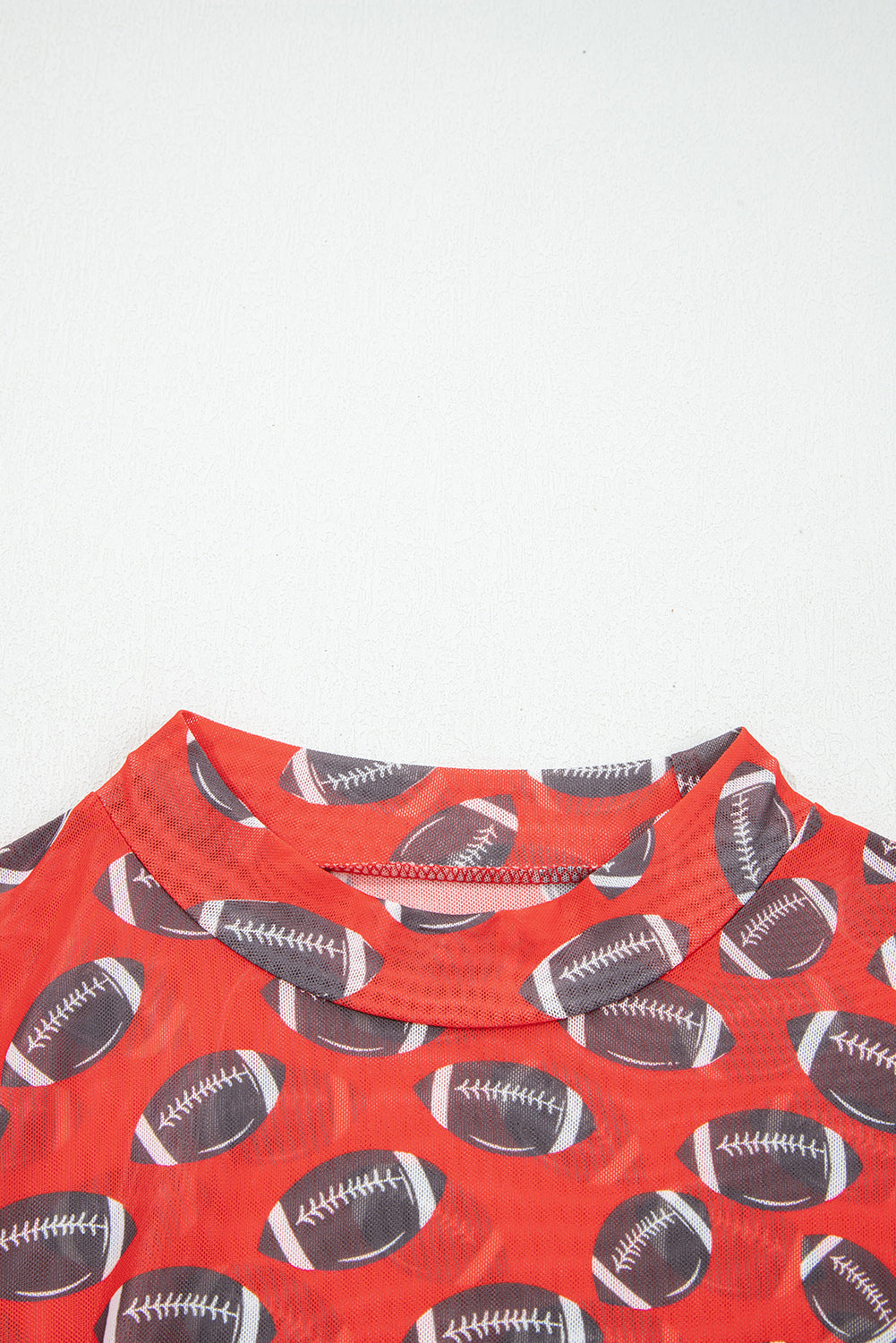 Brown Game Day Football Mesh Sheer Long Sleeve Top