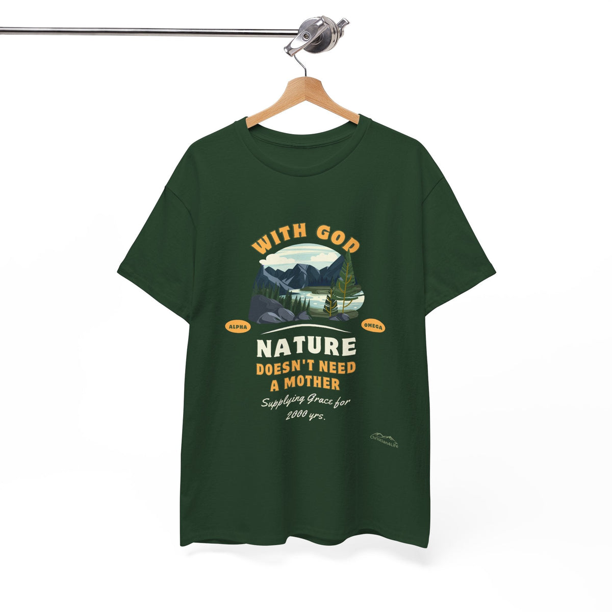Unisex "With God Nature doesn't need a mother" Heavy Cotton Christian Tee