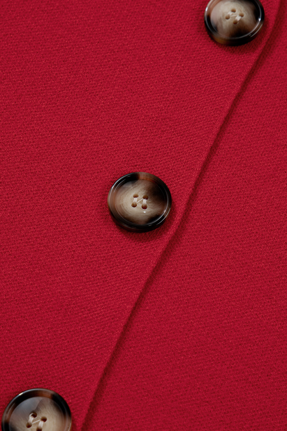 Fiery Red Solid Color Mock Collar Loose Jacket