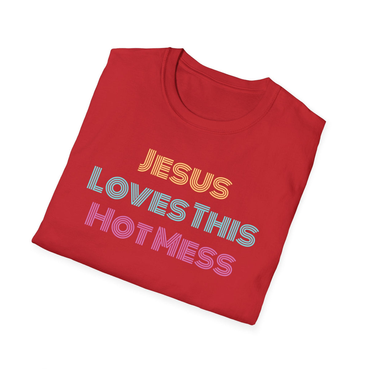 Unisex "Jesus Loves this Hot Mess" Christian Cotton Softstyle T-Shirt