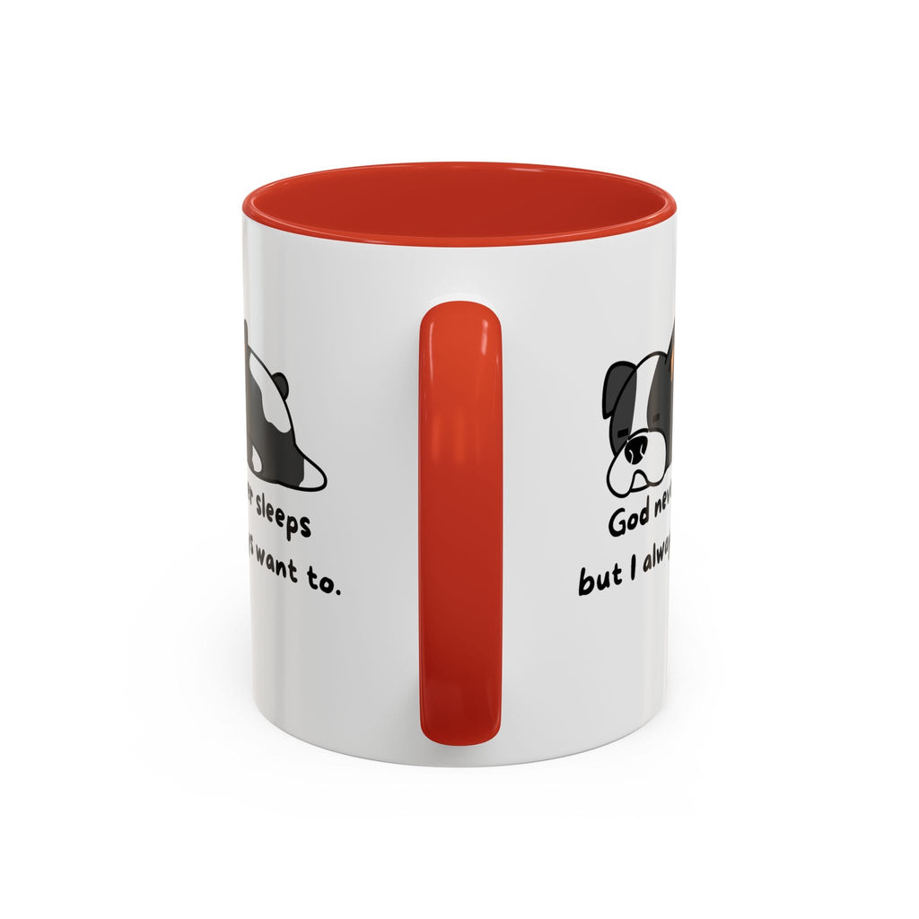 Christian "God never sleeps" 11 oz and 15oz Accent Mug, multiple colors, Christian Mug