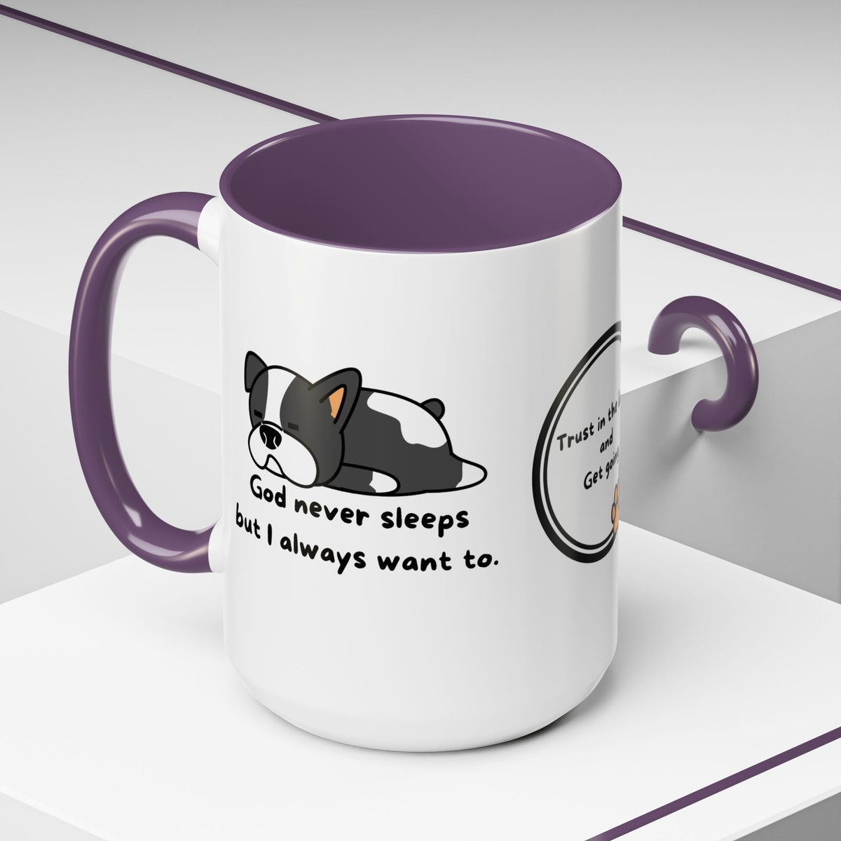 Christian "God never sleeps" 11 oz and 15oz Accent Mug, multiple colors, Christian Mug