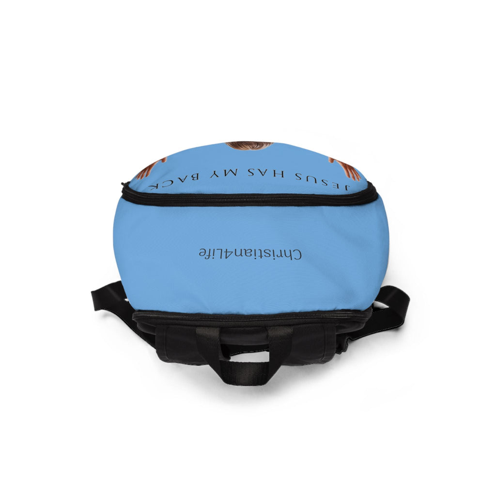 "Jesus Has My Back" design Christian Backpack (Choose Blue Shade)