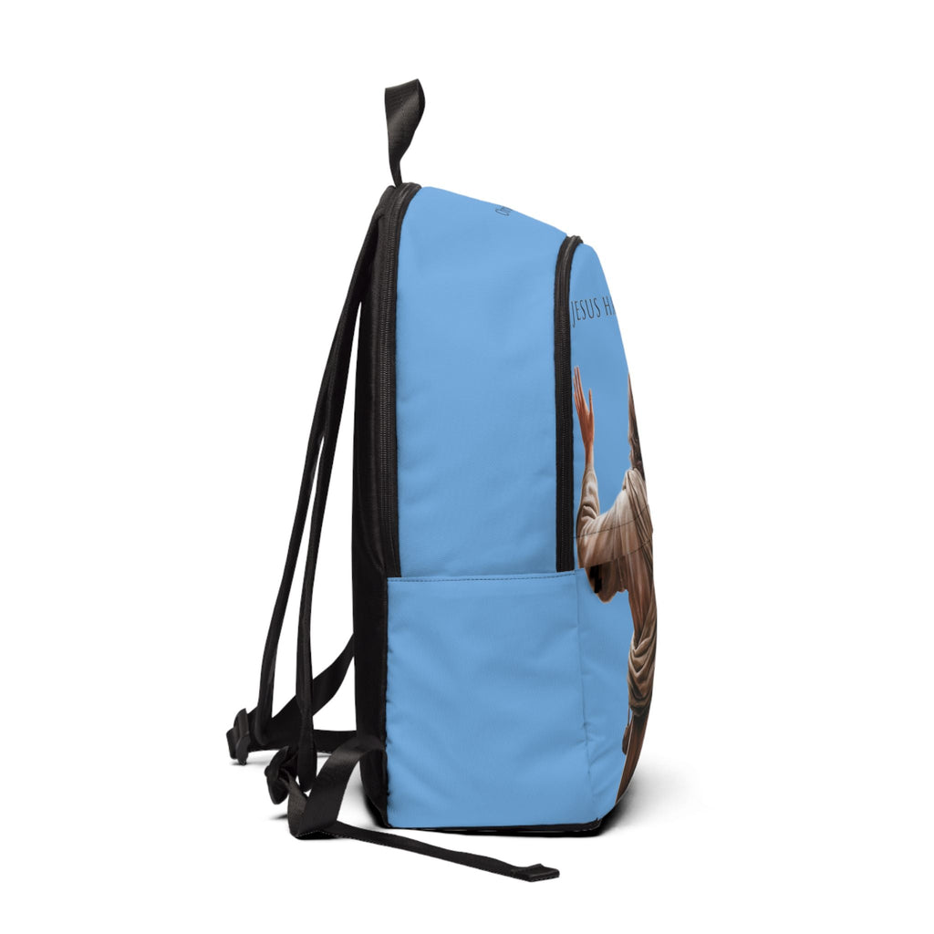 "Jesus Has My Back" design Christian Backpack (Choose Blue Shade)