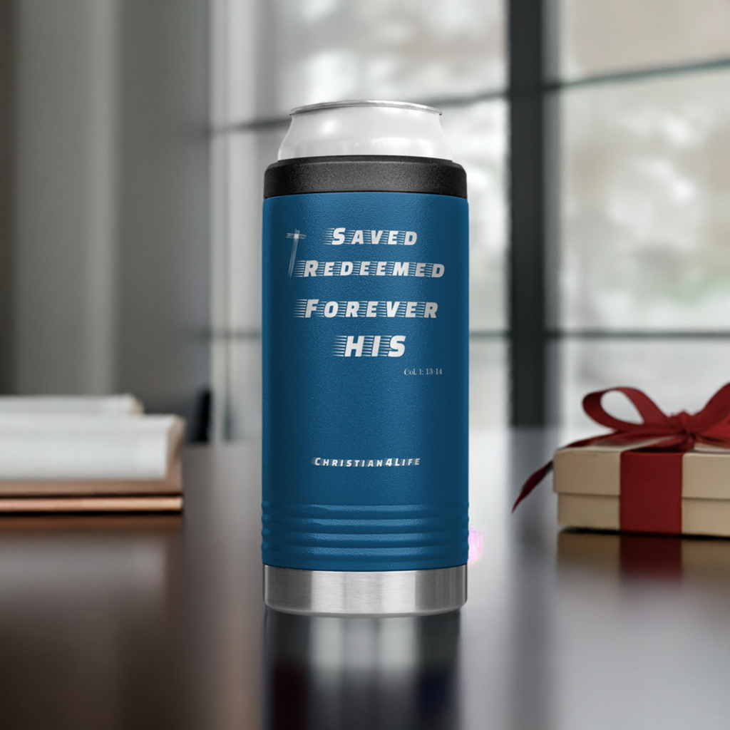 12oz Christian Cozie Insulated Tumbler -Saved, Redeemed, Forever His