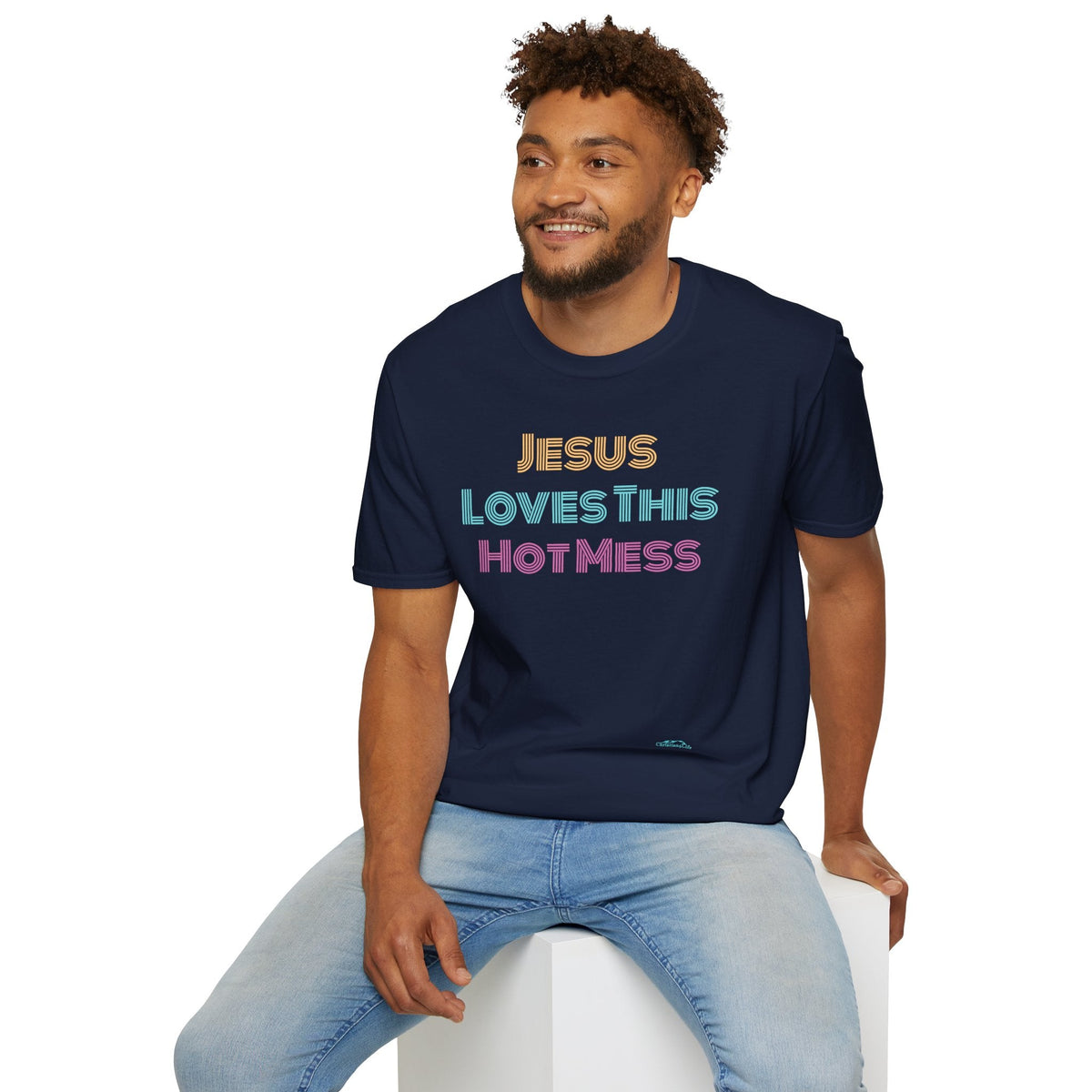 Unisex "Jesus Loves this Hot Mess" Christian Cotton Softstyle T-Shirt