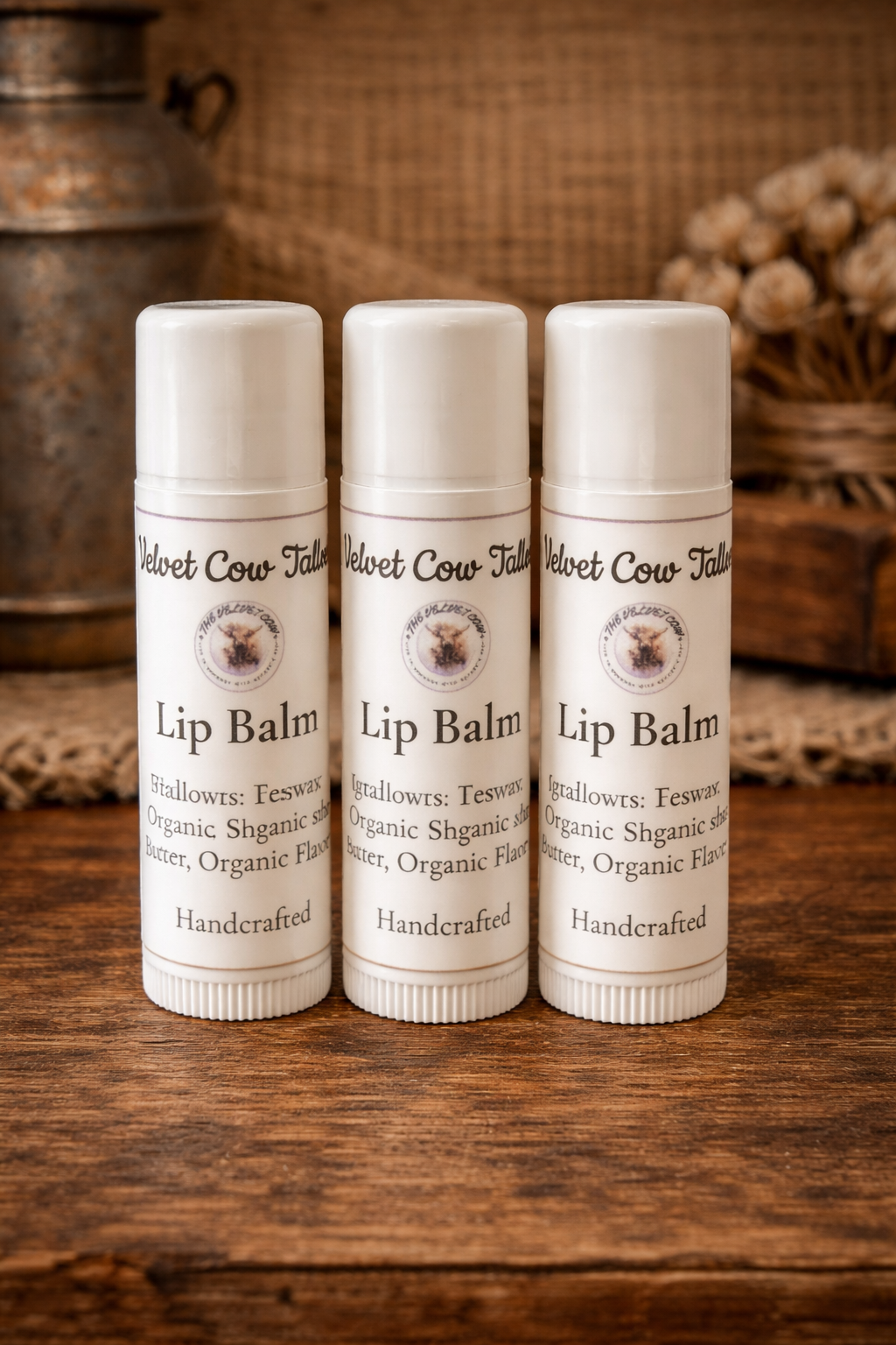 Grass Fed Tallow Lip Balm, Natural Lip Moisturizer, Organic Hydrating Chapstick, Non-Toxic Lip Care