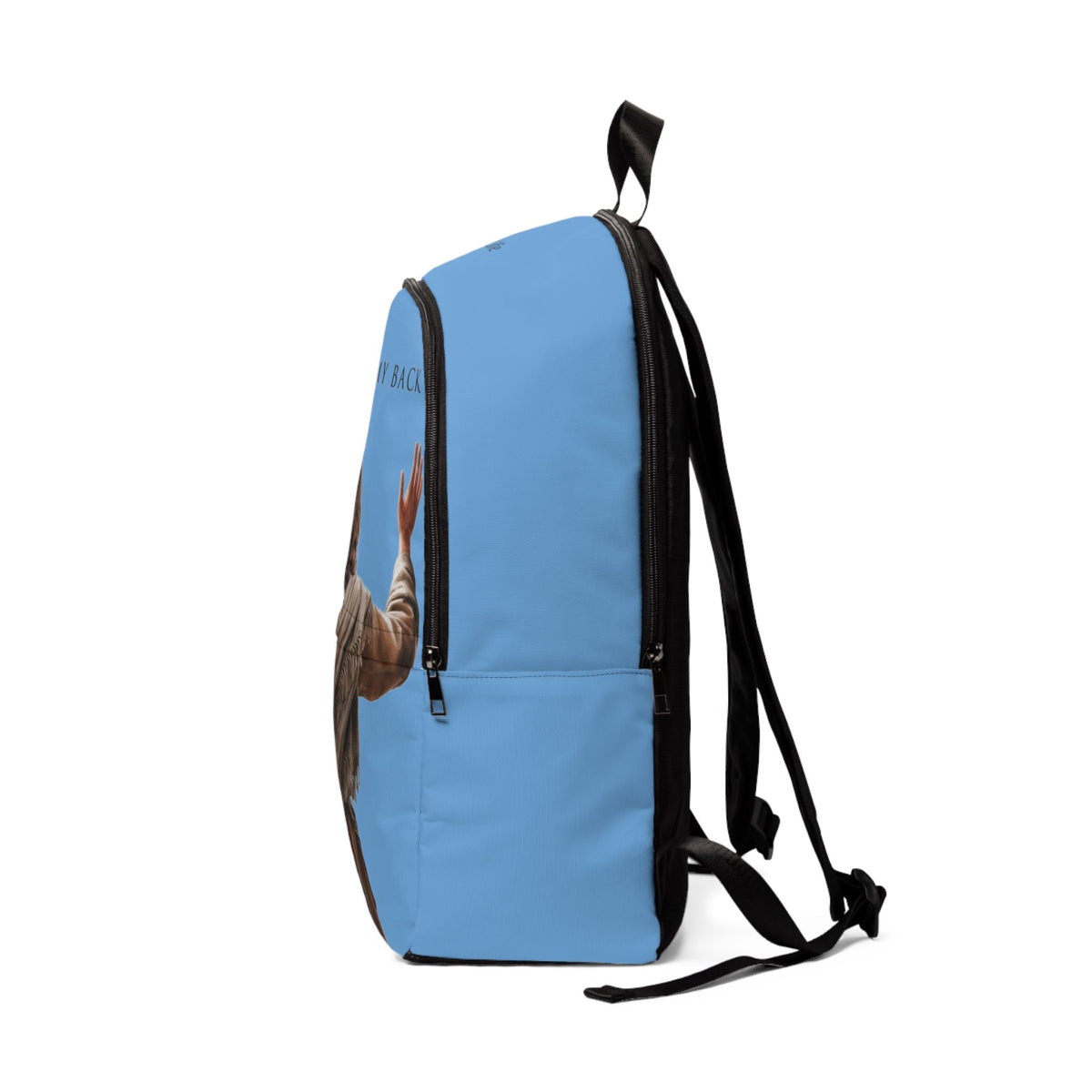 "Jesus Has My Back" design Christian Backpack (Choose Blue Shade)