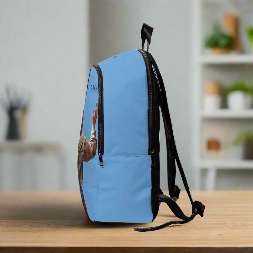 "Jesus Has My Back" design Christian Backpack (Choose Blue Shade)
