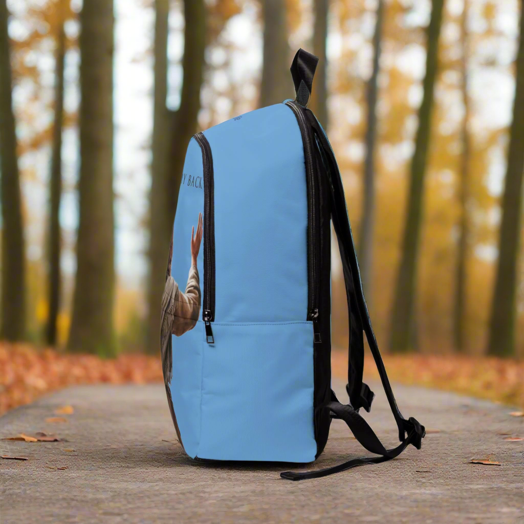 "Jesus Has My Back" design Christian Backpack (Choose Blue Shade)