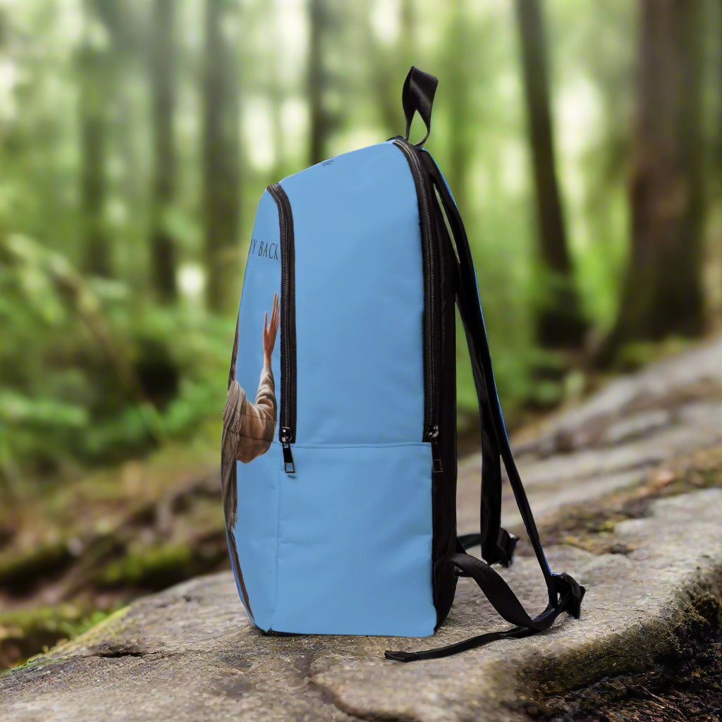 "Jesus Has My Back" design Christian Backpack (Choose Blue Shade)