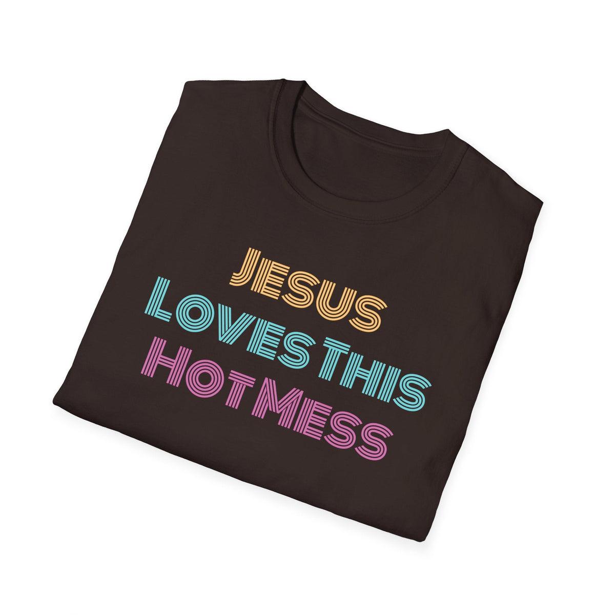 Unisex "Jesus Loves this Hot Mess" Christian Cotton Softstyle T-Shirt