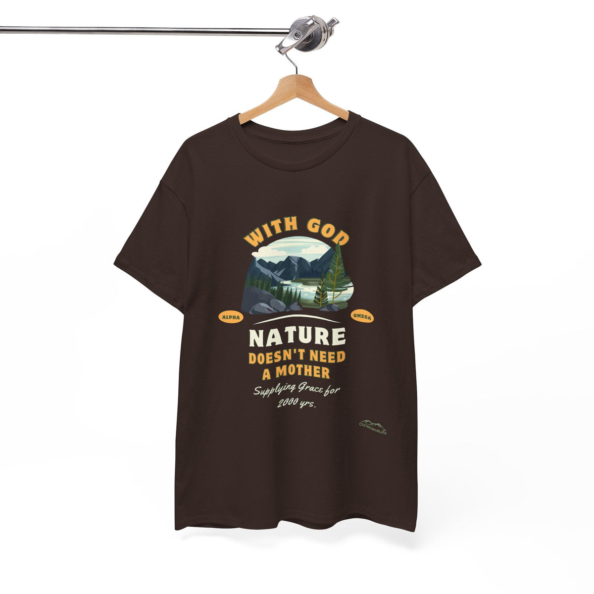 Unisex "With God Nature doesn't need a mother" Heavy Cotton Christian Tee